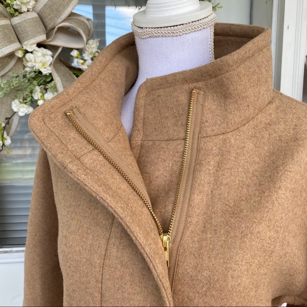 New! J Crew Wool Camel Stand Collar Winter Coat - Picture 5 of 15